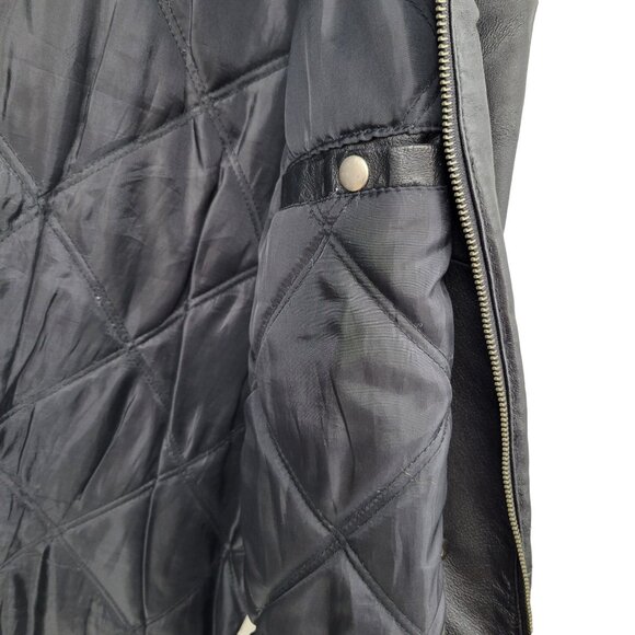 Leather Limited Black Faux Fur Trimmed Mens Jacket Size M Zipper FLAW - Picture 8 of 10